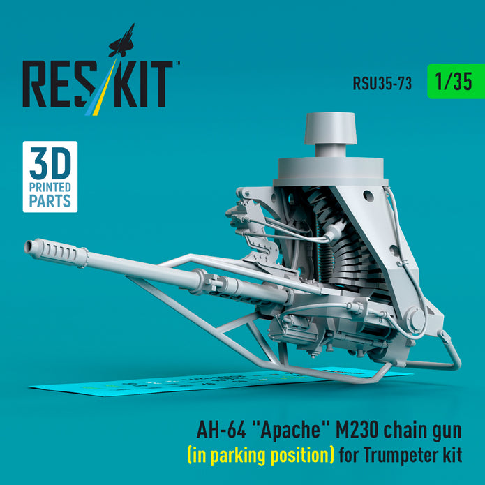 AH-64 Apache M230 Chain Gun (in Parking Position) for Trumpeter kit (3D Printed) Scale 1:35 ResKit RSU35-0073 for Helicopters Model Kit