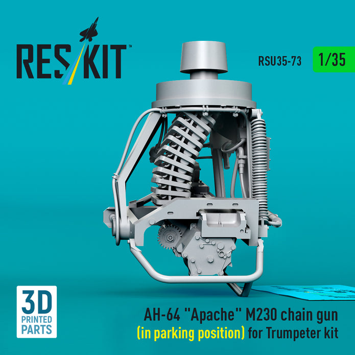 AH-64 Apache M230 Chain Gun (in Parking Position) for Trumpeter kit (3D Printed) Scale 1:35 ResKit RSU35-0073 for Helicopters Model Kit