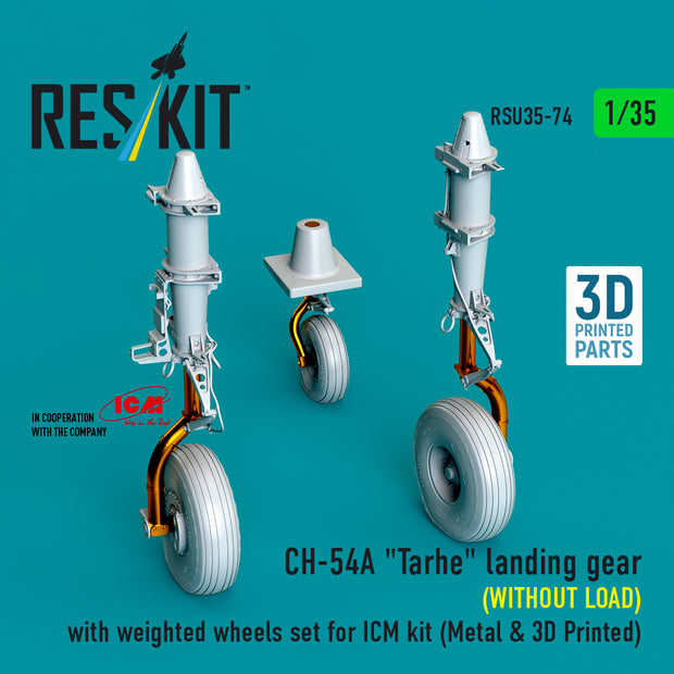 CH-54A Tarhe landing gear (WITHOUT LOAD) with weighted wheels set for ICM kit (Metal & 3D Printed) Scale 1:35 ResKit RSU35-0074