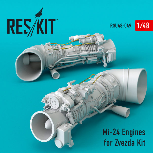 Mil Mi-24 Engines for Zvezda kit Scale 1:48 ResKit RSU48-0049 for Helicopters Model Kit