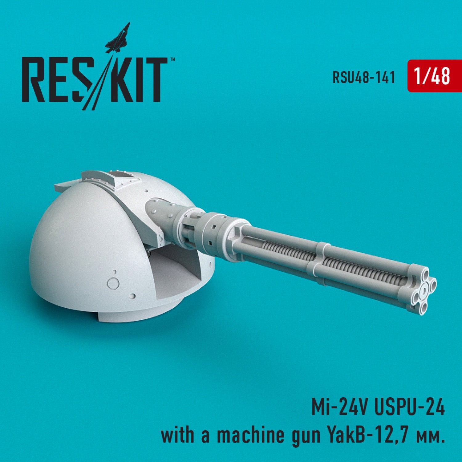 Mil Mi-24V USPU-24 with a Machine Gun YakB-12,7 mm Scale 1:48 ResKit RSU48-0141 for Helicopters Model Kit