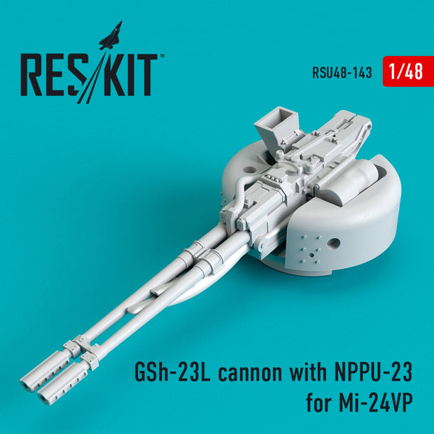 GSh-23L cannon with NPPU-23 for Mil Mi-24VP Scale 1:48 ResKit RSU48-0143 for Aircraft Model Kit