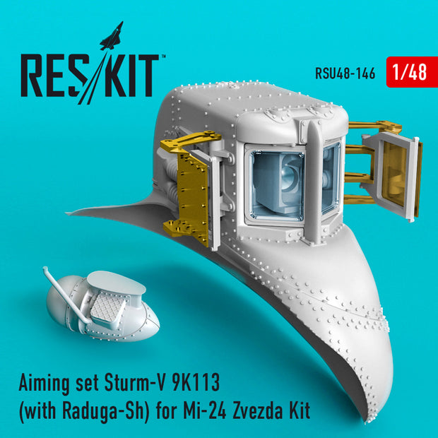 Aiming set Sturm-V 9K113 (with Raduga-Sh) for Mil Mi-24 for Zvezda kit Scale 1:48 ResKit RSU48-0146 for Helicopters Model Kit