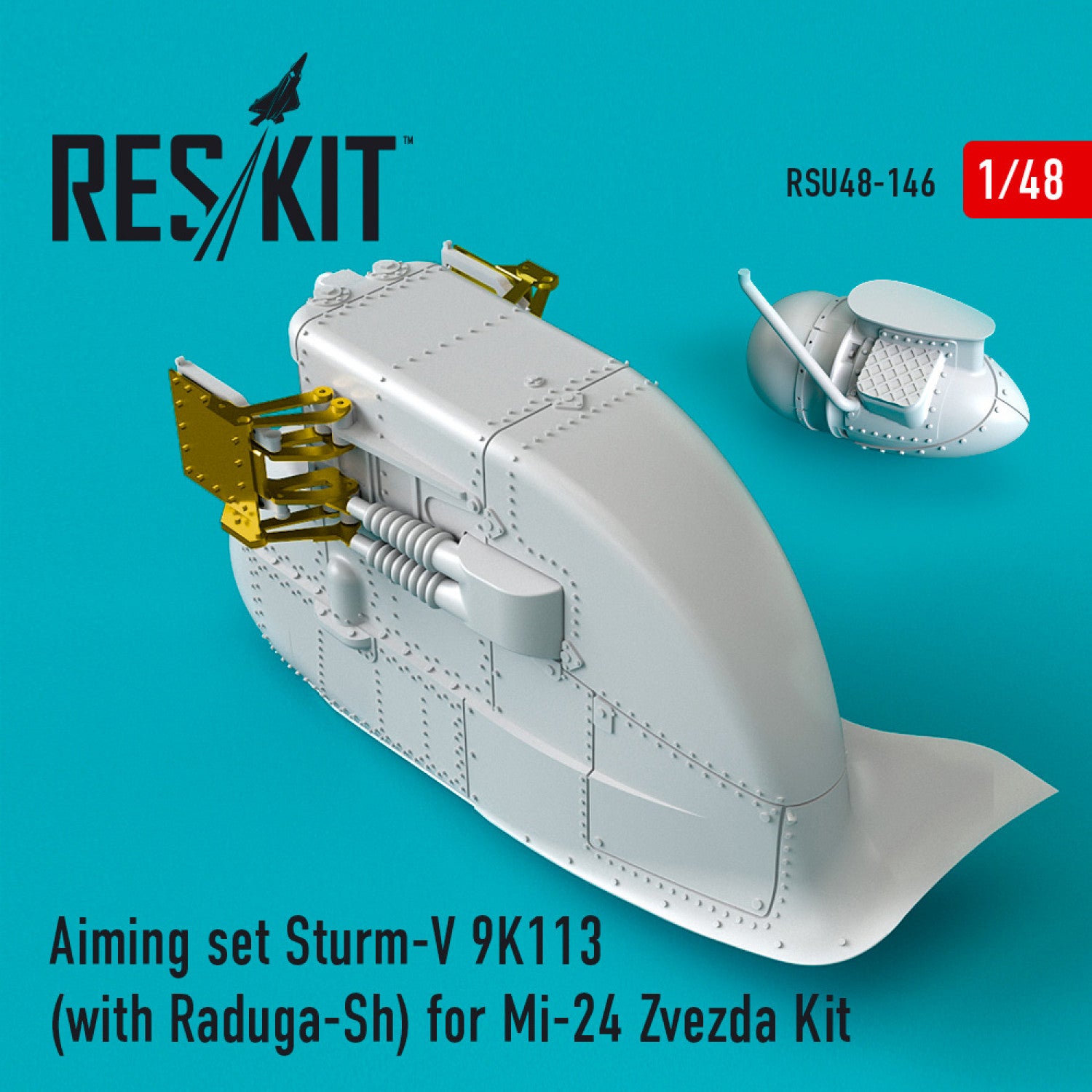 Aiming set Sturm-V 9K113 (with Raduga-Sh) for Mil Mi-24 for Zvezda kit Scale 1:48 ResKit RSU48-0146 for Helicopters Model Kit