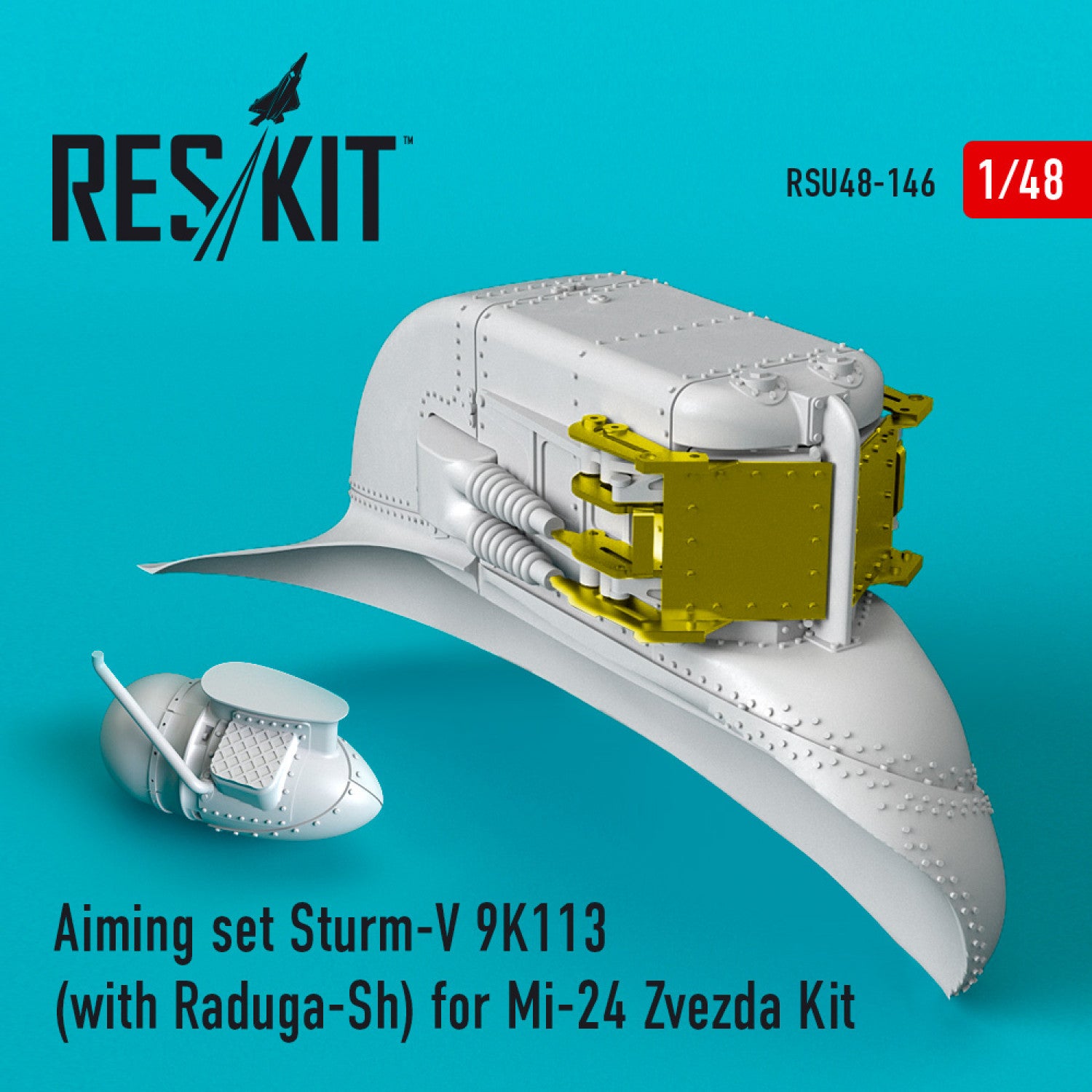 Aiming set Sturm-V 9K113 (with Raduga-Sh) for Mil Mi-24 for Zvezda kit Scale 1:48 ResKit RSU48-0146 for Helicopters Model Kit