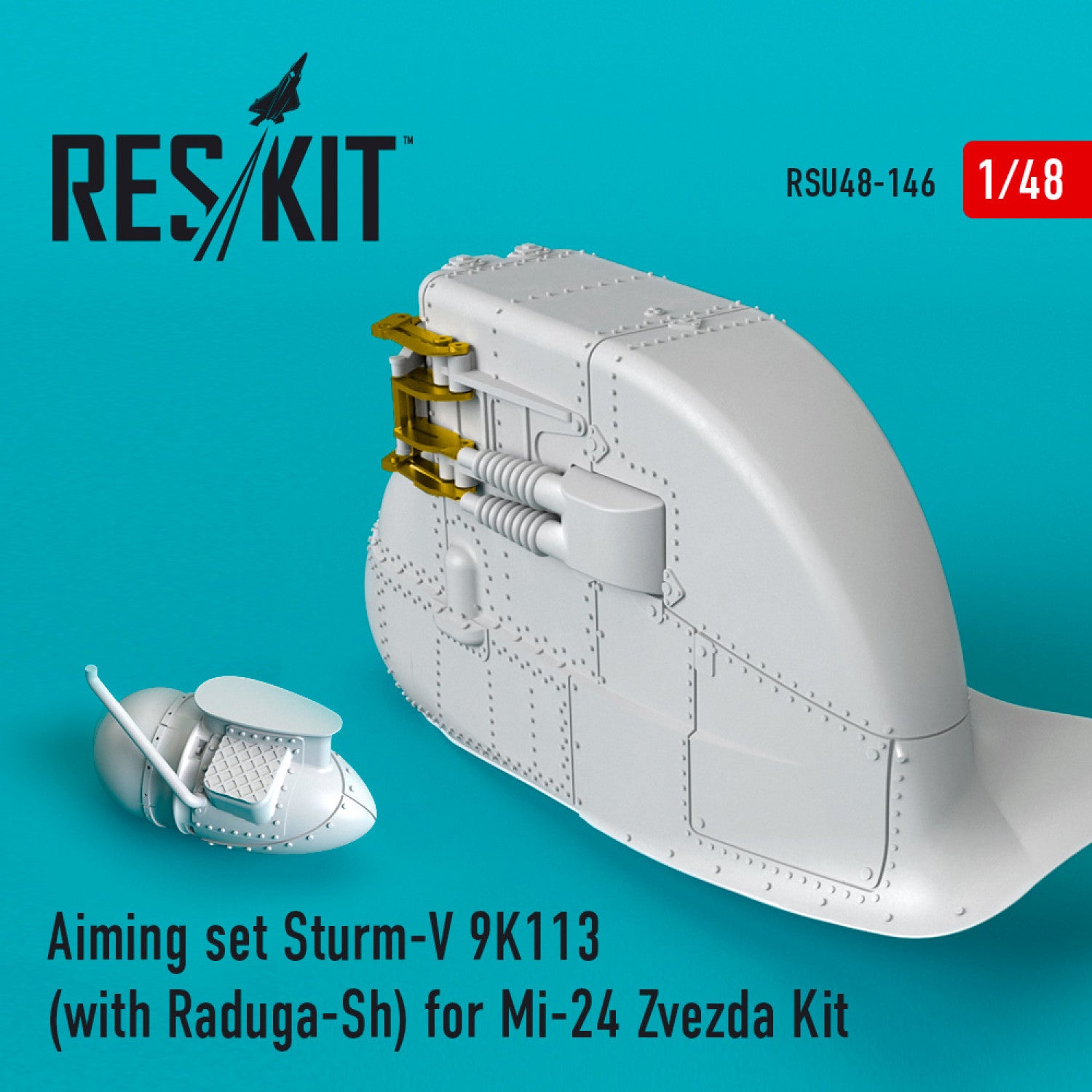 Aiming set Sturm-V 9K113 (with Raduga-Sh) for Mil Mi-24 for Zvezda kit Scale 1:48 ResKit RSU48-0146 for Helicopters Model Kit