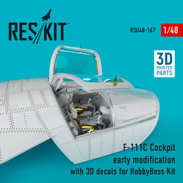 F-111C Cockpit early modification with 3D Decals for HobbyBoss kit Scale 1:48 ResKit RSU48-0167 for Aircraft Model Kit