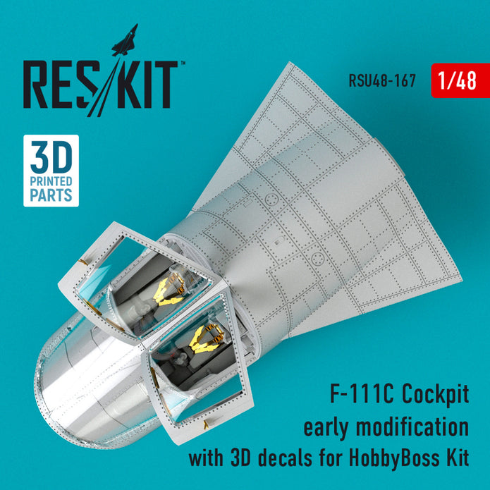 F-111C Cockpit early modification with 3D Decals for HobbyBoss kit Scale 1:48 ResKit RSU48-0167 for Aircraft Model Kit