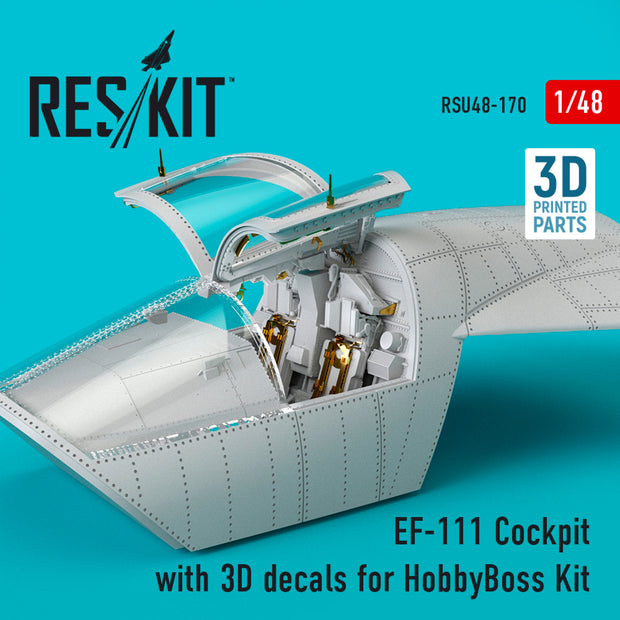 EF-111 Cockpit with 3D Decals for HobbyBoss kit Scale 1:48 ResKit RSU48-0170 for Aircraft Model Kit