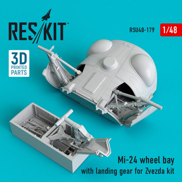 Mil Mi-24 Wheel Bay with Landing Gear for Zvezda kit Scale 1:48 ResKit RSU48-0179 for Helicopters Model Kit