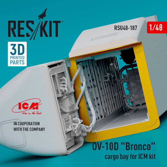 OV-10D Bronco cargo bay for ICM kit (3D Printed) Scale 1:48 ResKit RSU48-0187 for Aircraft Model Kit