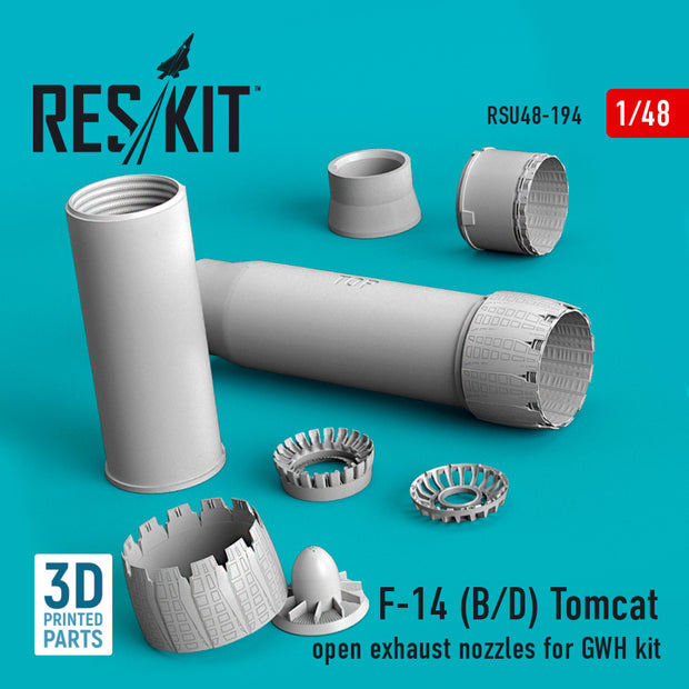 Grumman F-14 (B,D) TOMCAT OPEN Exhaust Nozzles FOR GWH KIT (3D PRINTING)
 Scale 1:48 ResKit RSU48-0194 for Aircraft Model Kit