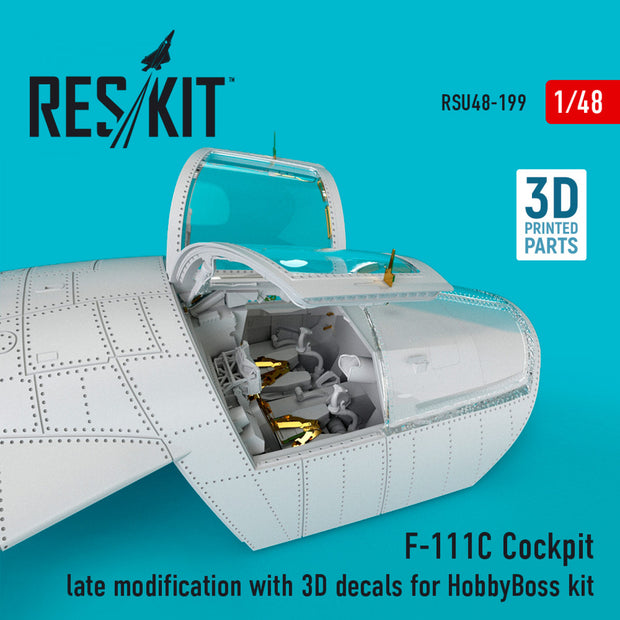 F-111C Cockpit late modification with 3D Decals for HobbyBoss kit Scale 1:48 ResKit RSU48-0199 for Aircraft Model Kit