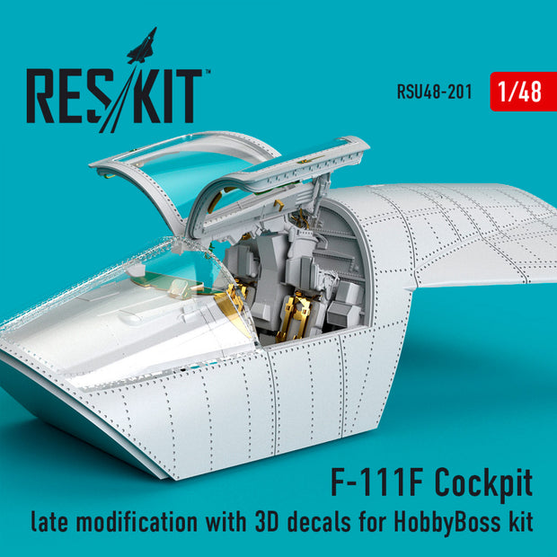 F-111F Cockpit late modification with 3D Decals for HobbyBoss kit Scale 1:48 ResKit RSU48-0201 for Aircraft Model Kit