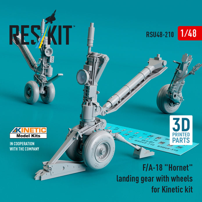 F/A-18 Hornet Landing Gears with Wheels for Kinetic kit (Resin & 3D Printed) Scale 1:48 ResKit RSU48-0210 for Aircraft Model Kit