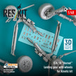 F/A-18 Hornet Landing Gears with Wheels for Kinetic kit (Resin & 3D Printed) Scale 1:48 ResKit RSU48-0210 for Aircraft Model Kit