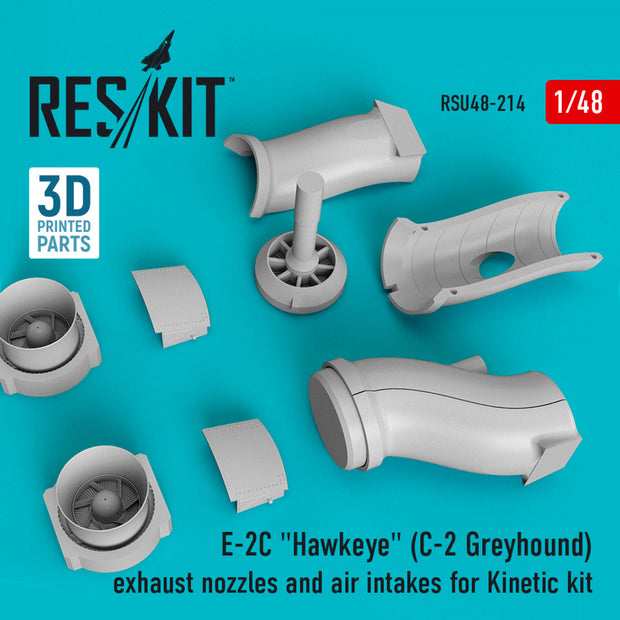 Grumman E-2C Hawkeye (C-2 Greyhound) Exhaust Nozzles and Air Intakes for Kinetic kit (3D Printing) Scale 1:48 ResKit RSU48-0214 for Aircraft Model Kit