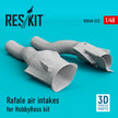 Dassault Rafale Air Intakes for HobbyBoss kit (3D Printing) Scale 1:48 ResKit RSU48-0222 for Aircraft Model Kit