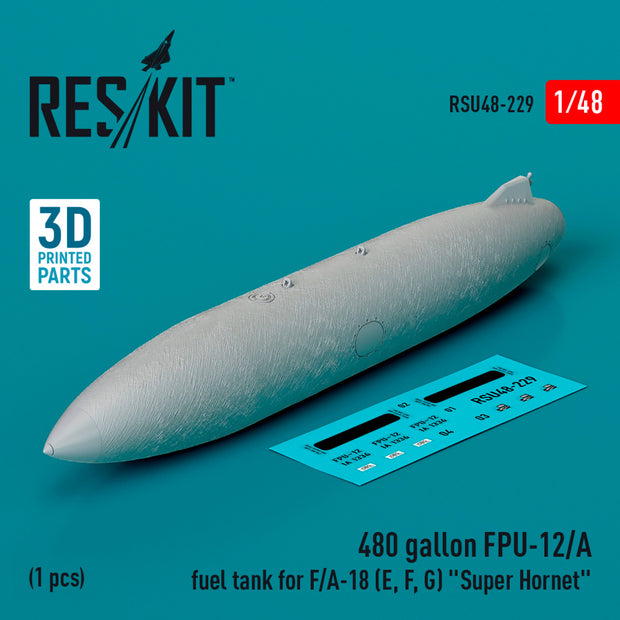 480 gallon FPU-12/A Fuel Tank for F/A-18 (E, F, G) Super Hornet (1 pcs) (3D Printed) Scale 1:48 ResKit RSU48-0229 for Aircraft Model Kit