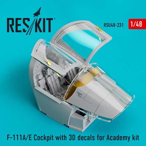 F-111A/E Cockpit with 3D Decals for Academy kit Scale 1:48 ResKit RSU48-0231 for Aircraft Model Kit