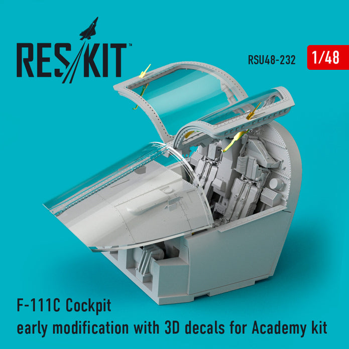 F-111C Cockpit early modification with 3D Decals for Academy kit Scale 1:48 ResKit RSU48-0232 for Aircraft Model Kit
