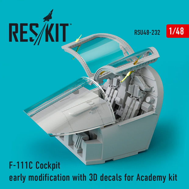 F-111C Cockpit early modification with 3D Decals for Academy kit Scale 1:48 ResKit RSU48-0232 for Aircraft Model Kit