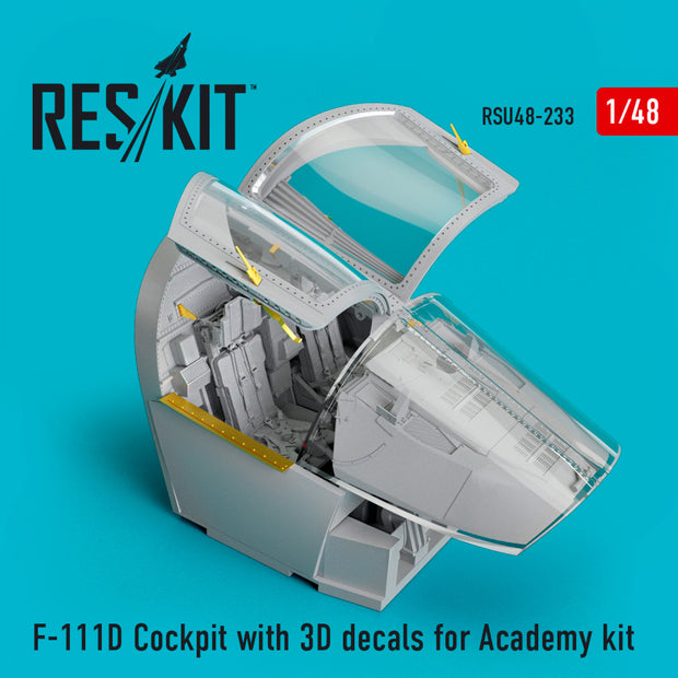 F-111D Cockpit with 3D Decals for Academy kit Scale 1:48 ResKit RSU48-0233 for Aircraft Model Kit
