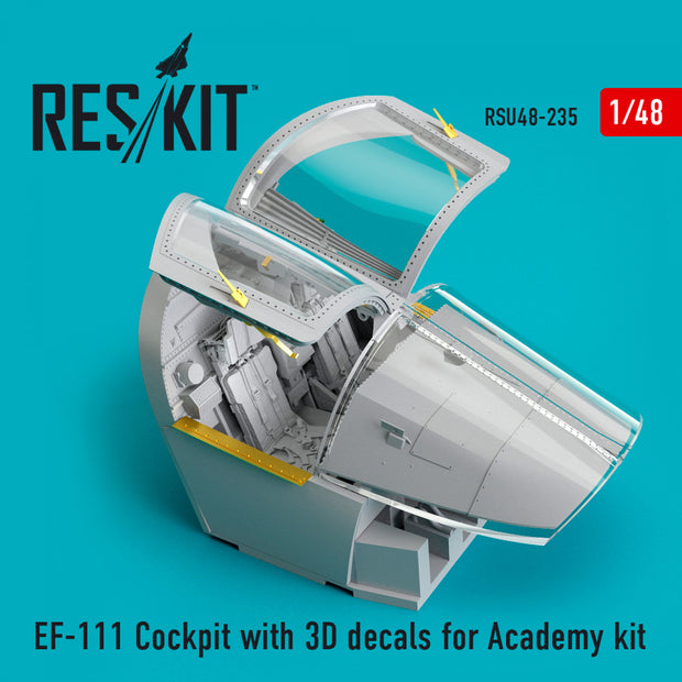 EF-111 Cockpit with 3D Decals for Academy kit Scale 1:48 ResKit RSU48-0235 for Aircraft Model Kit