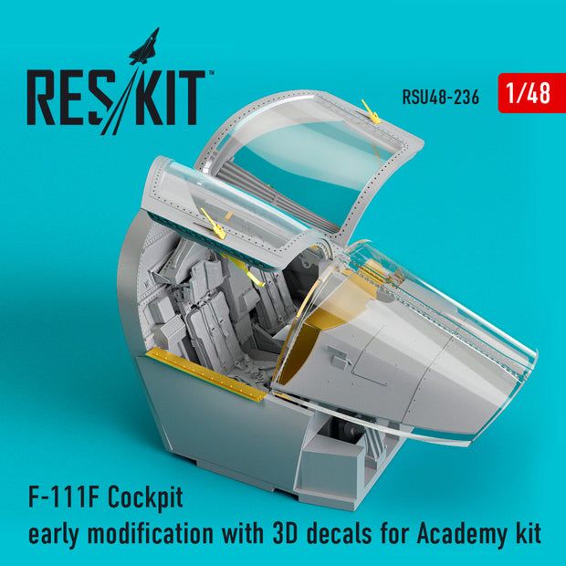 F-111F Cockpit early modification with 3D Decals for Academy kit Scale 1:48 ResKit RSU48-0236 for Aircraft Model Kit