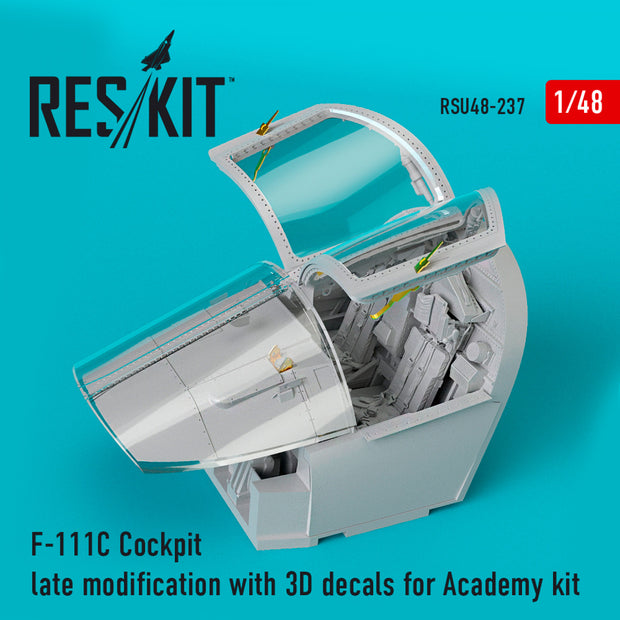 F-111C Cockpit late modification with 3D Decals for Academy kit Scale 1:48 ResKit RSU48-0237 for Aircraft Model Kit