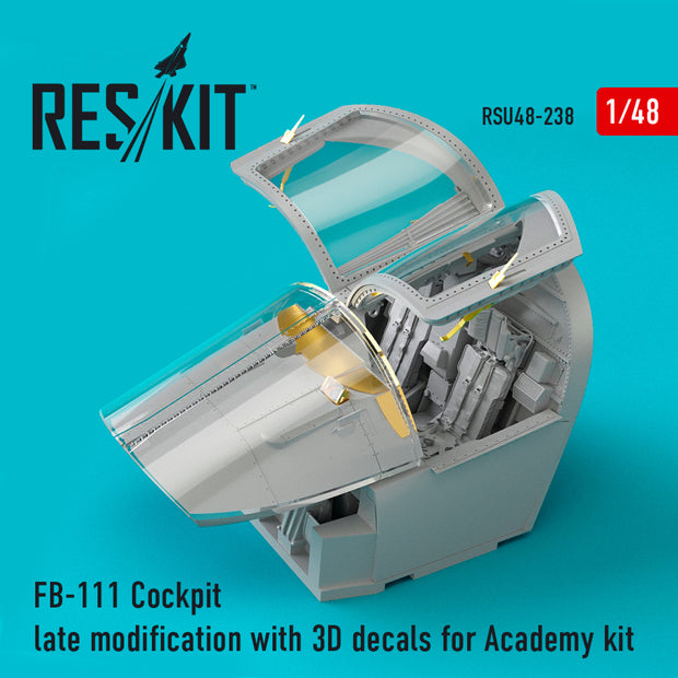 FB-111 Cockpit late modification with 3D Decals for Academy kit Scale 1:48 ResKit RSU48-0238 for Aircraft Model Kit