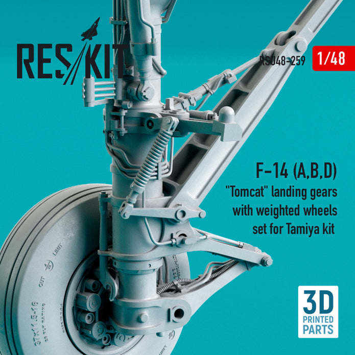 Grumman F-14 (A,B,D) Tomcat Landing Gears with weighted Wheels set for Tamiya kit (Resin & 3D Printing) Scale 1:48 ResKit RSU48-0259 for Aircraft Model Kit