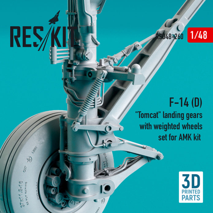 Grumman F-14 (D) Tomcat Landing Gears with weighted Wheels set for AMK kit (Resin & 3D Printing) Scale 1:48 ResKit RSU48-0260 for Aircraft Model Kit