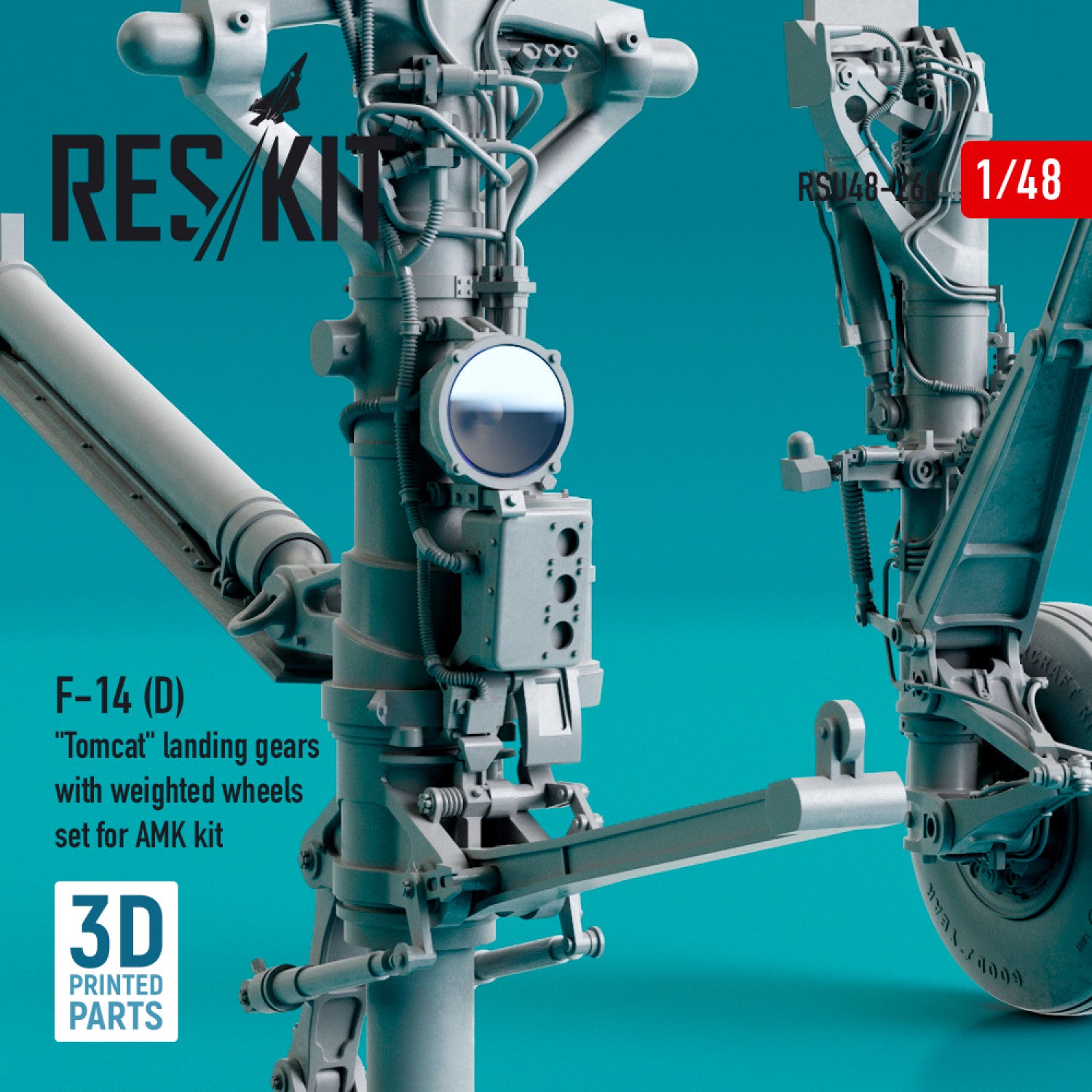 Grumman F-14 (D) Tomcat Landing Gears with weighted Wheels set for AMK kit (Resin & 3D Printing) Scale 1:48 ResKit RSU48-0260 for Aircraft Model Kit