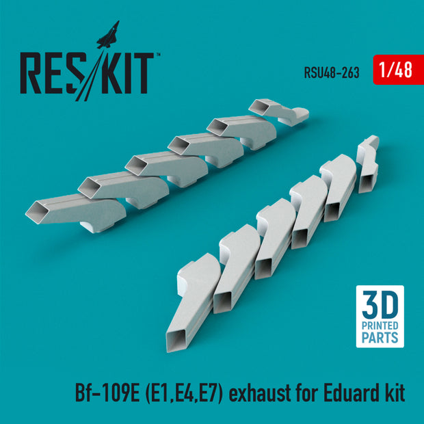 Messerschmitt Bf.109E (E1,E4,E7) Exhaust for Eduard kit (3D Printing) Scale 1:48 ResKit RSU48-0263 for Aircraft Model Kit