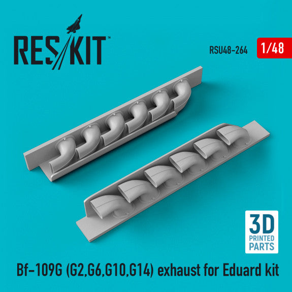 Messerschmitt Bf.109G (G2,G6,G10,G14) Exhaust for Eduard kit (3D printing) Scale 1:48 ResKit RSU48-0264 for Aircraft Model Kit
