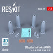 230 Gallon Fuel Tanks (AFMS) for AH-64, MH-60L, UH-60A, HH-60 (2 pcs) (3D Printed) Scale 1:48 ResKit RSU48-0279 for Helicopters Model Kit