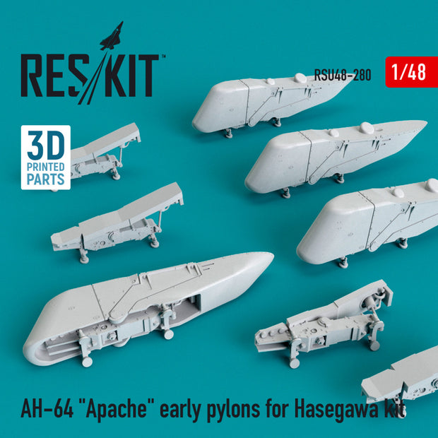 AH-64 Apache early Pylons for Hasegawa kit (3D Printing) Scale 1:48 ResKit RSU48-0280 for Helicopters Model Kit
