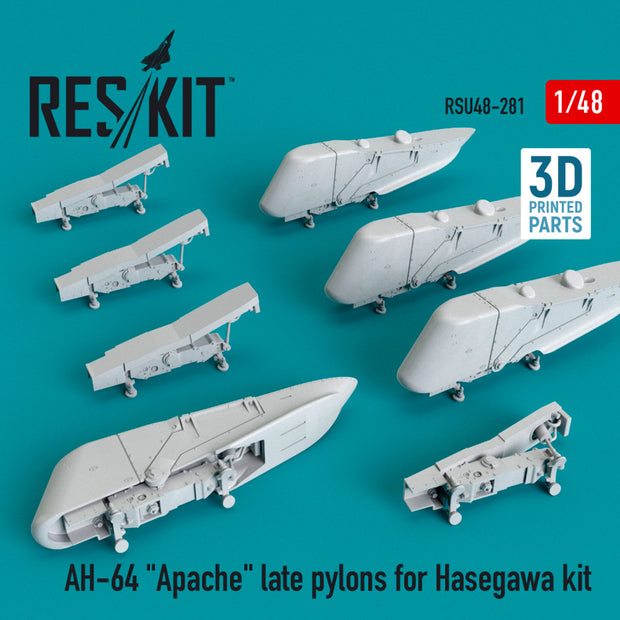 AH-64 Apache late Pylons for Hasegawa kit (3D Printing) Scale 1:48 ResKit RSU48-0281 for Helicopters Model Kit