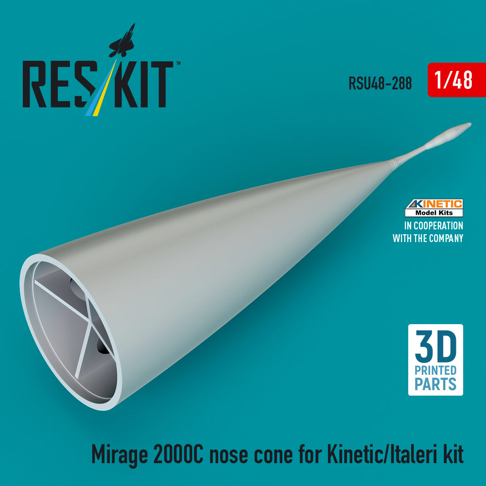 Mirage 2000C nose cone for Kinetic/Italeri kit (3D Printed) Scale 1:48 ResKit RSU48-0288