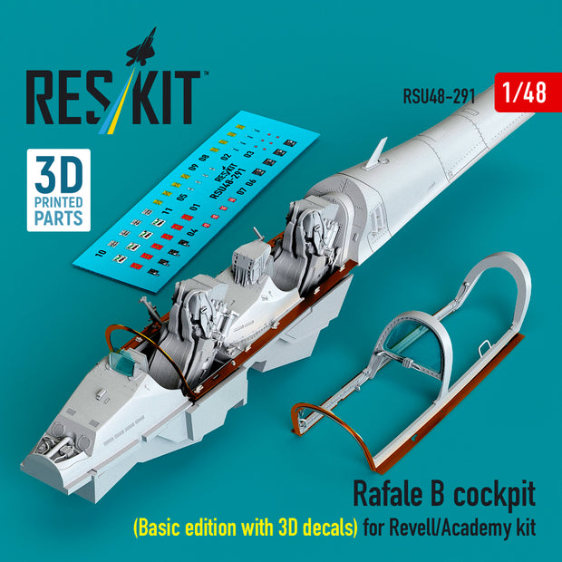 Rafale B cockpit (Basic edition with 3D decals) for Revell/Academy kit (3D Printed) Scale 1:48 ResKit RSU48-0291