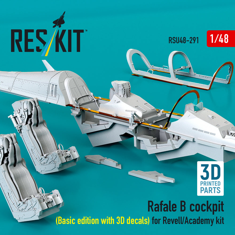 Rafale B cockpit (Basic edition with 3D decals) for Revell/Academy kit (3D Printed) Scale 1:48 ResKit RSU48-0291