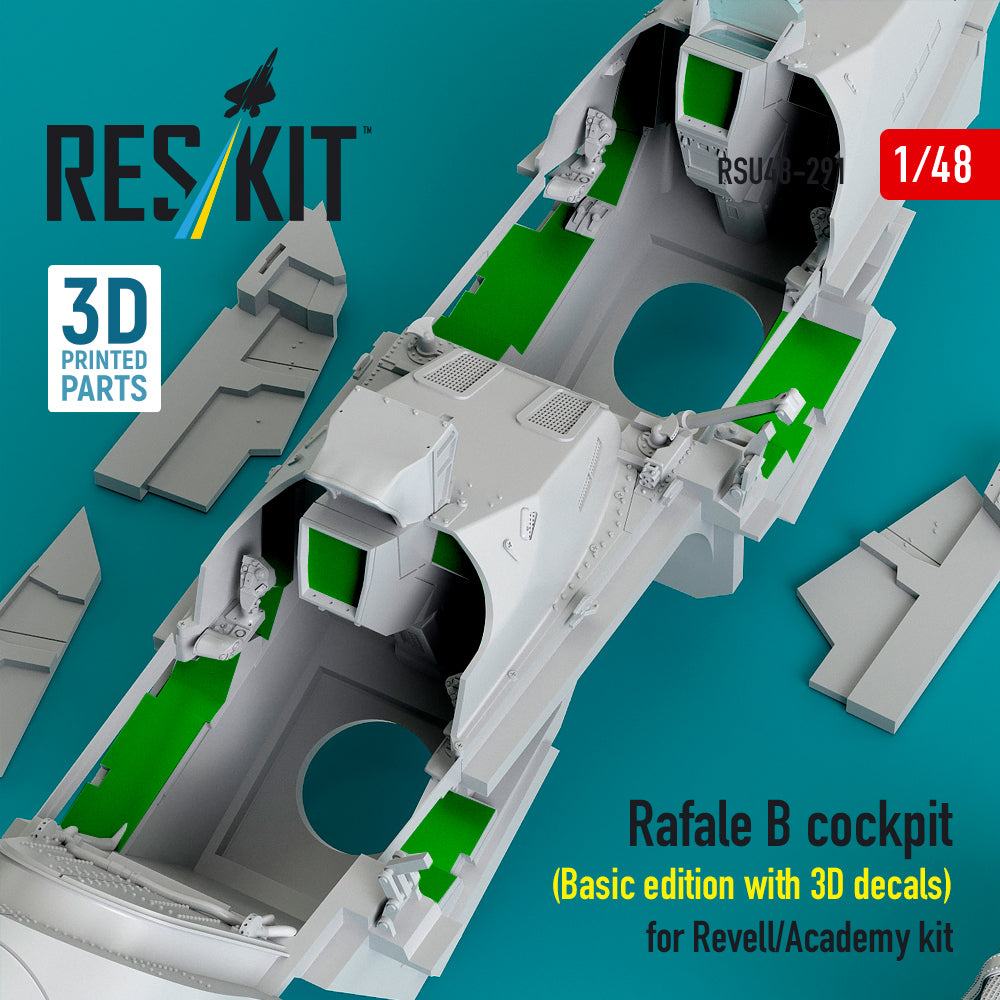 Rafale B cockpit (Basic edition with 3D decals) for Revell/Academy kit (3D Printed) Scale 1:48 ResKit RSU48-0291