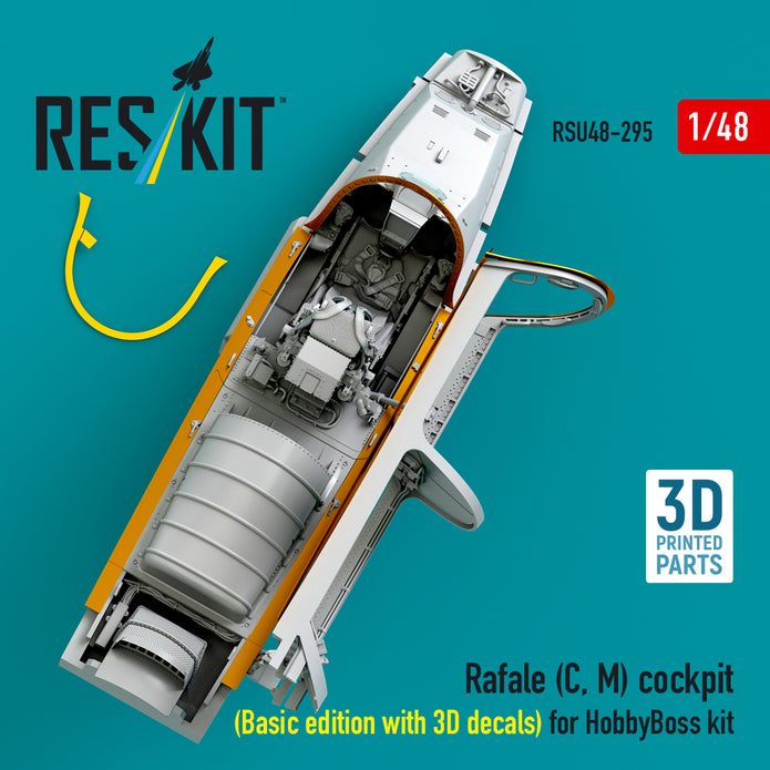 Dassault Rafale (C, M) Cockpit (Basic edition with 3D Decals) for HobbyBoss kit (3D Printed) Scale 1:48 ResKit RSU48-0295 for Aircraft Model Kit