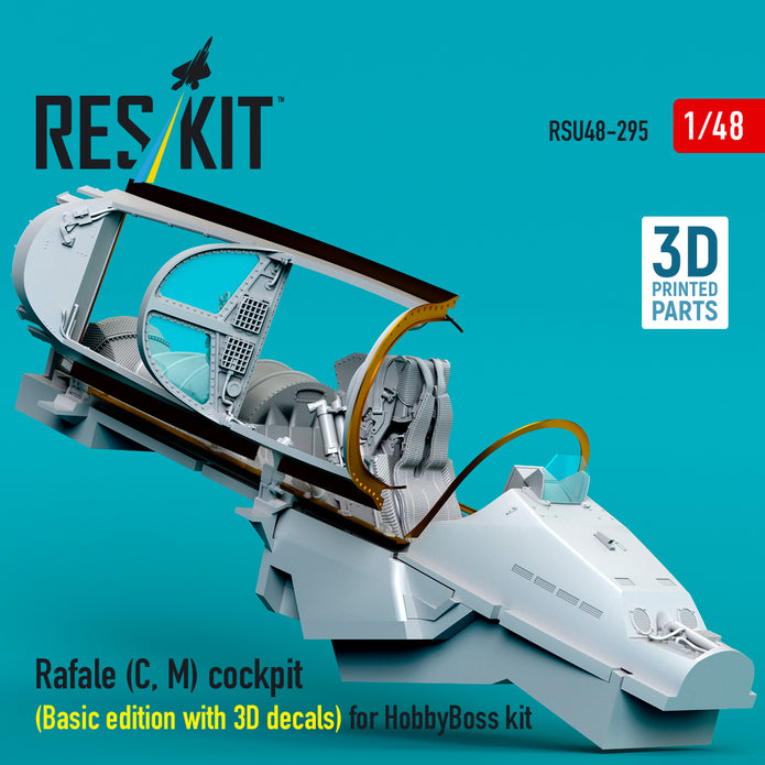 Dassault Rafale (C, M) Cockpit (Basic edition with 3D Decals) for HobbyBoss kit (3D Printed) Scale 1:48 ResKit RSU48-0295 for Aircraft Model Kit