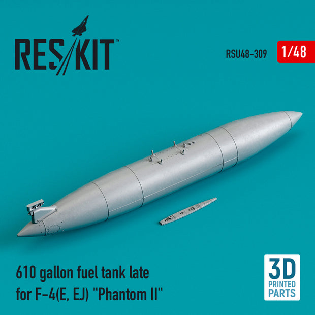 610 Gallon Fuel Tank late for McDonnell Douglas F-4(E, EJ) Phantom II (3D printing) Scale 1:48 ResKit RSU48-0309 for Aircraft Model Kit