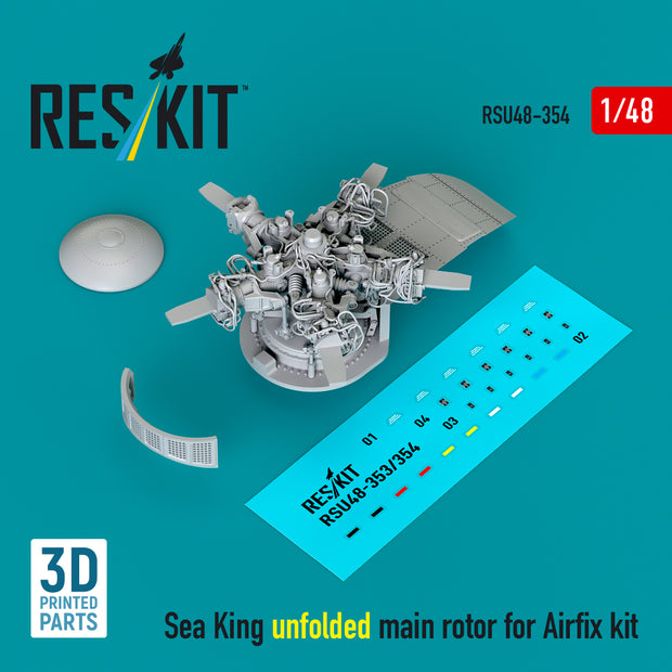 Sikorsky Sea King unfolded Main Rotor for Airfix kit (3D Printed) Scale 1:48 ResKit RSU48-0354 for Helicopters Model Kit