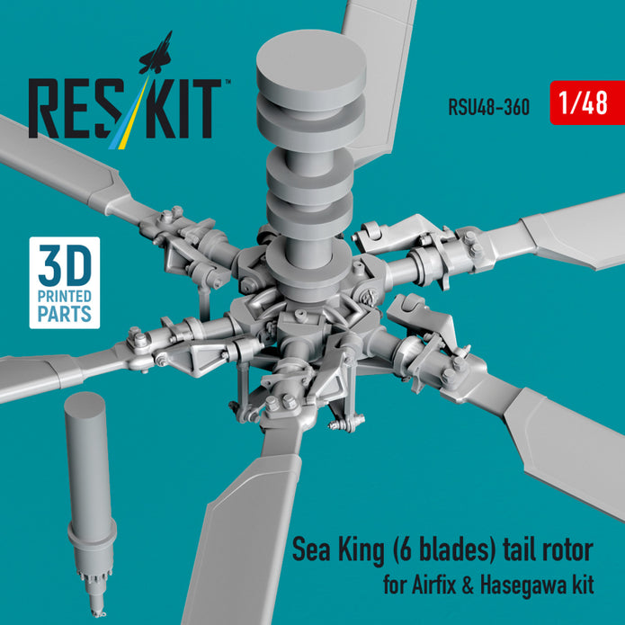 Sikorsky Sea King (6 blades) Tail Rotor for Airfix & Hasegawa kit (3D printed) Scale 1:48 ResKit RSU48-0360 for Helicopters Model Kit