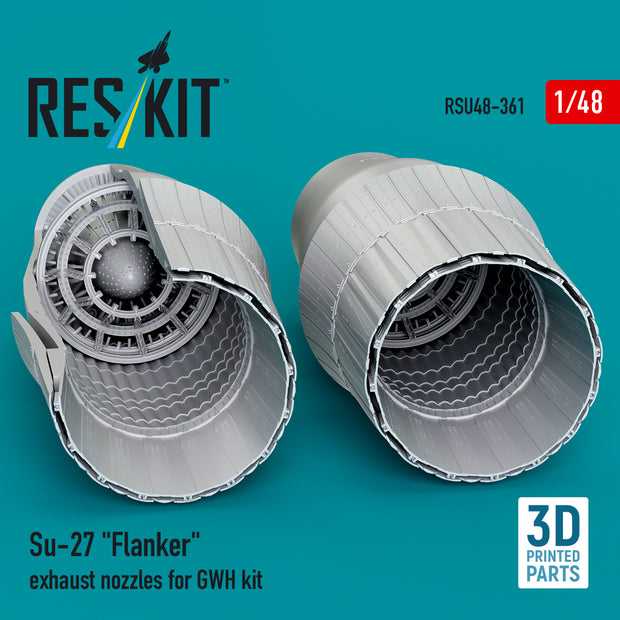 Su-27 Flanker exhaust nozzles for GWH kit (3D Printed) Scale 1:48 ResKit RSU48-0361