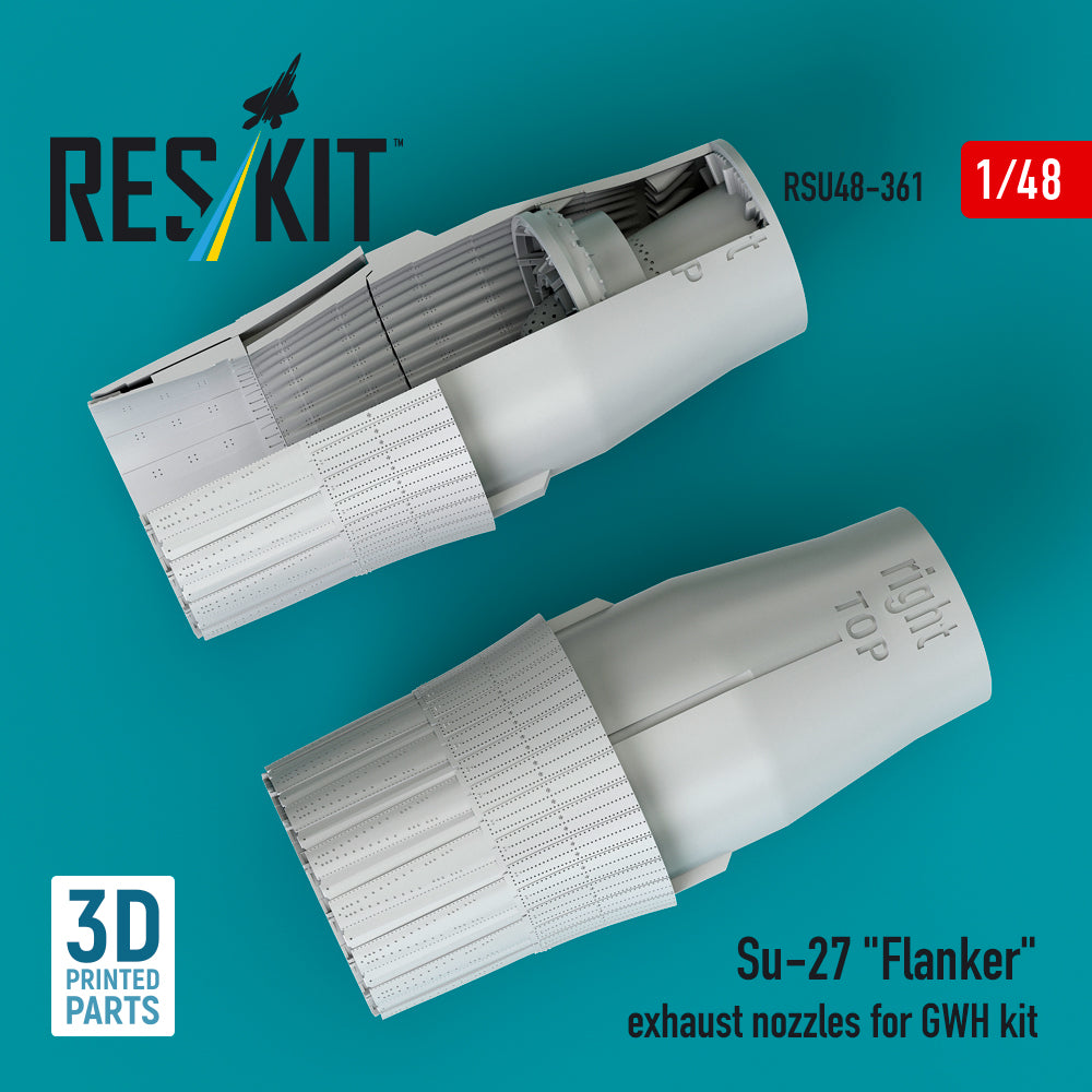 Su-27 Flanker exhaust nozzles for GWH kit (3D Printed) Scale 1:48 ResKit RSU48-0361